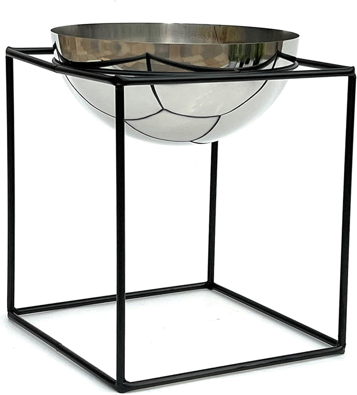 DanDiBo Blumenhocker Metall mit Topf Schwarz Silber Blumenständer 96256 2er Set Blumensäule Modern P