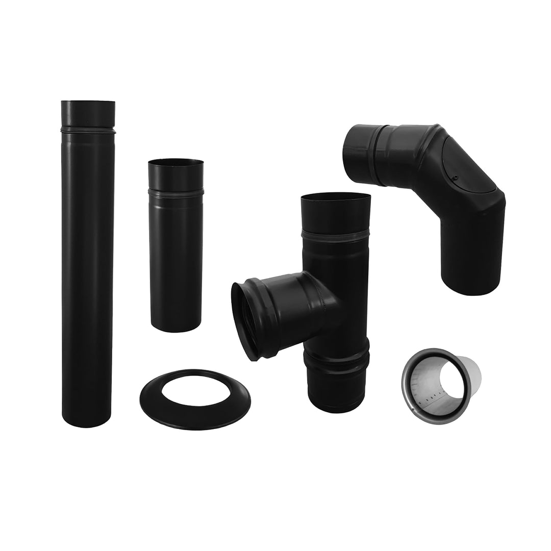 FIREFIX RES80/SET Pelletofenrohr, 80 mm, Edelstahl schwarz, Set (6-teilig)