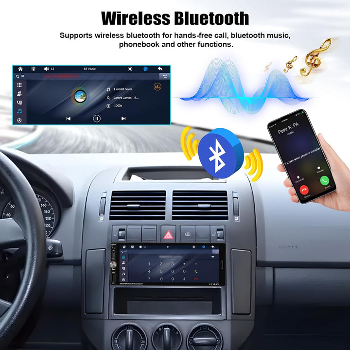 CAMECHO 1 Din Autoradio 6.9 Zoll Wireless Carplay HD IPS Touchscreen Radio Bluetooth mit Android Aut