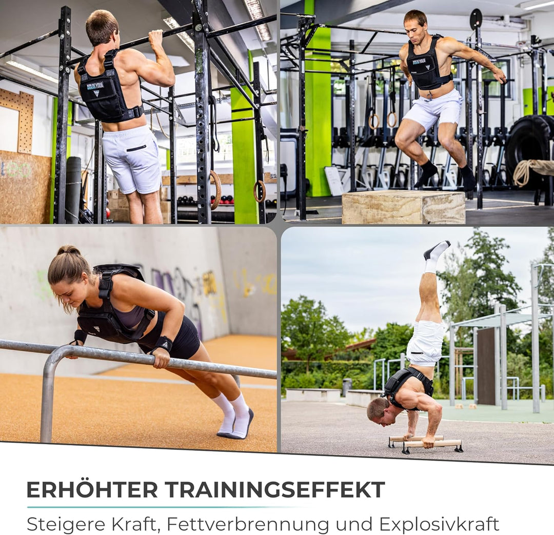 PULLUP & DIP Gewichtsweste – Modular anpassbar von 1-15 kg – Weighted Vest für Calisthenics, HIIT &