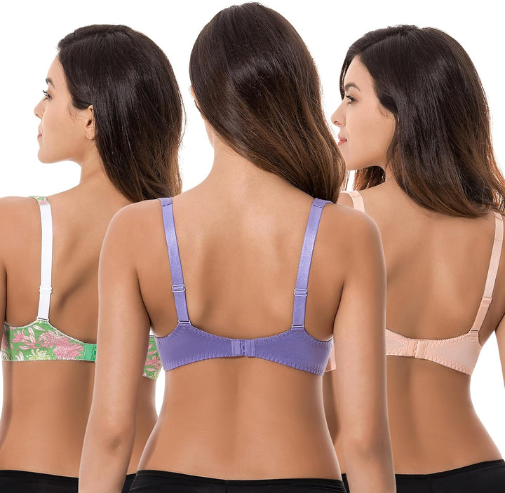 Curve Muse Damen-BH, ungefüttert, Balconette, Baumwolle, Spitze, Übergrösse, 2er- oder 3er-Pack 75B