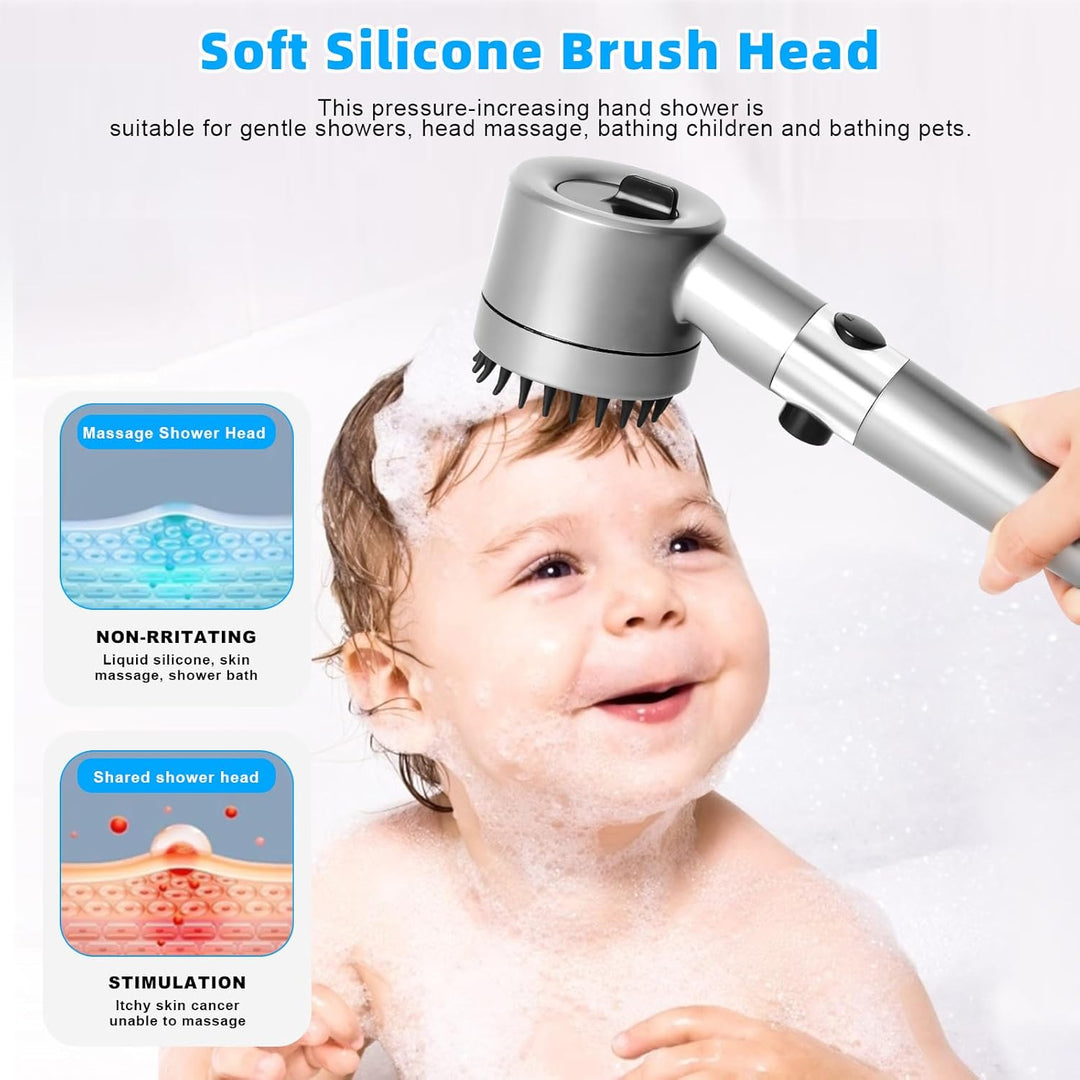 Duschkopf mit Filter, Hochdruck Handbrause mit 2 M Schlauch, Brausekopf Dusche, 4 Strahlarten, Dusch
