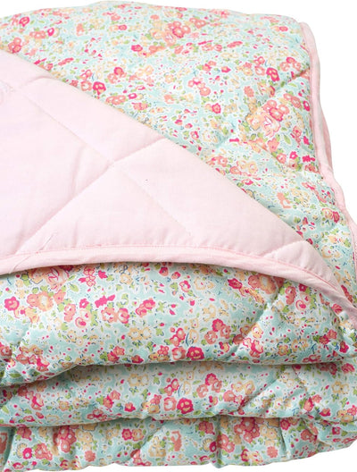 Vertbaudet Geblümte Steppdecke für Mädchen Aqua geblümt/rosa 140X100 140X100 Aqua Geblümt/Rosa, 140X
