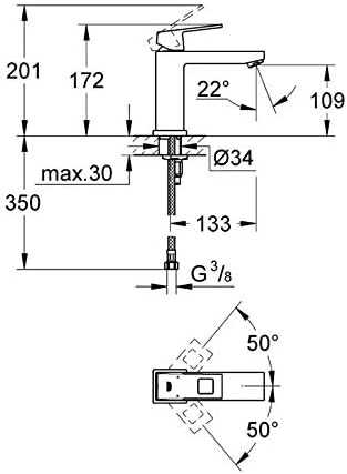 GROHE Eurocube Wanne - Wannenarmatur | mit HANDBRAUSE, Wandhalter und Schlauch | 23141000 & Eurocube