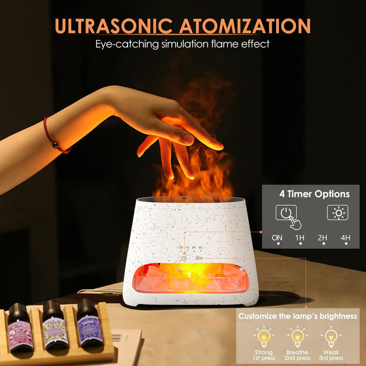 SALKING 2-in-1 Aroma Diffuser & Salt Range Pakistan Leuchte, Flammeneffekt Diffusor für ätherische Ö