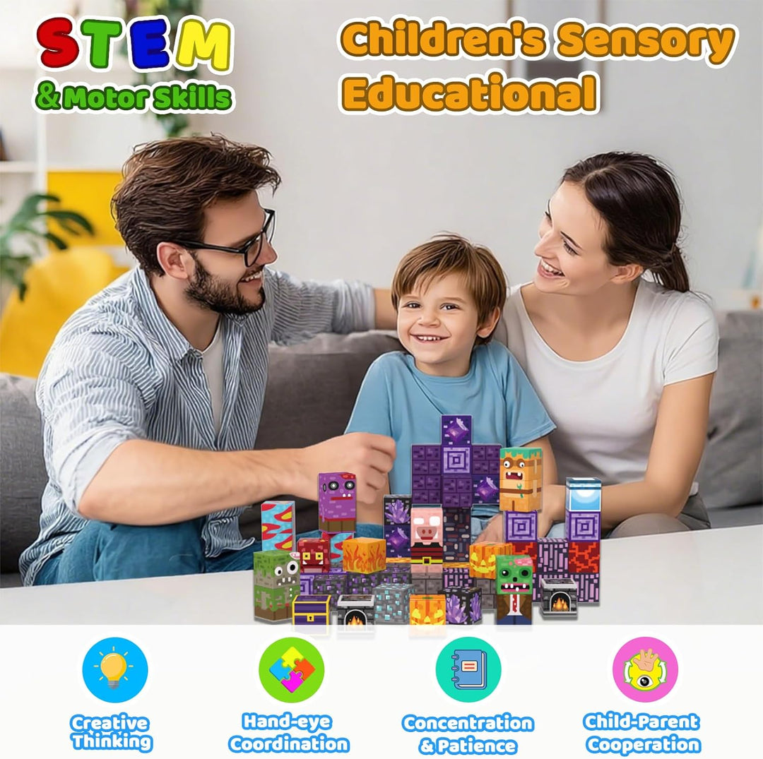 Magnetische Bausteine Bauspielzeug 100 Pcs Magnetbausteine für Kinder Montessori Kreative Spielzeug