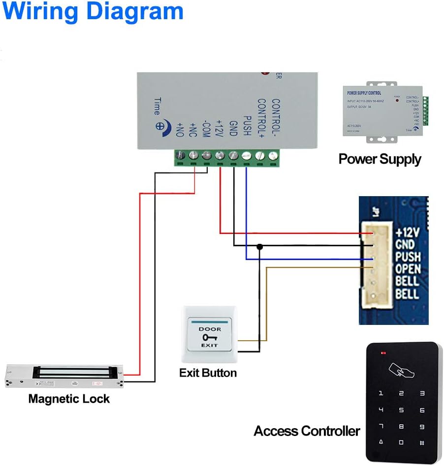 FTSTech Kit de Control de Acceso RFID Con Teclado Autónomo de 125KHz+Cerradura Magnética Eléctrica d