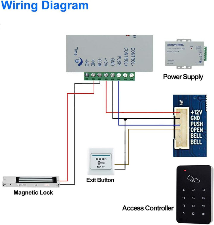 FTSTech Kit de Control de Acceso RFID Con Teclado Autónomo de 125KHz+Cerradura Magnética Eléctrica d
