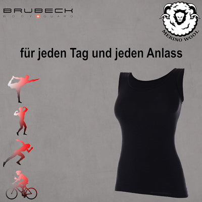 BRUBECK Damen Tank-Top | Ärmellos | Atmungsaktiv | Sport | Funktionsunterhemd | Oberteil | 41% Merin