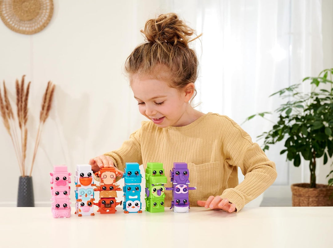 Simba 105952627 - Bloxies Figur (4 Stck.) - Tier-Bausteine zum Stapeln und Sammeln mit Bewegungseffe