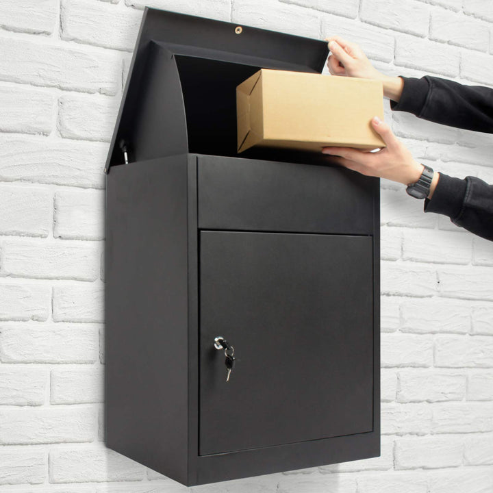 Todeco Paketbriefkasten mit Briefkasten, Abschliessbare Paket Postkasten mit Rückholsperre, Standbri