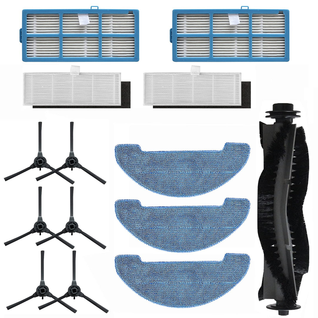 TeKeHom Ersatzzubehör (Hauptbürste, Filter, Seitenbürste und Mops), passend für Muzili G9070 (14 Stü