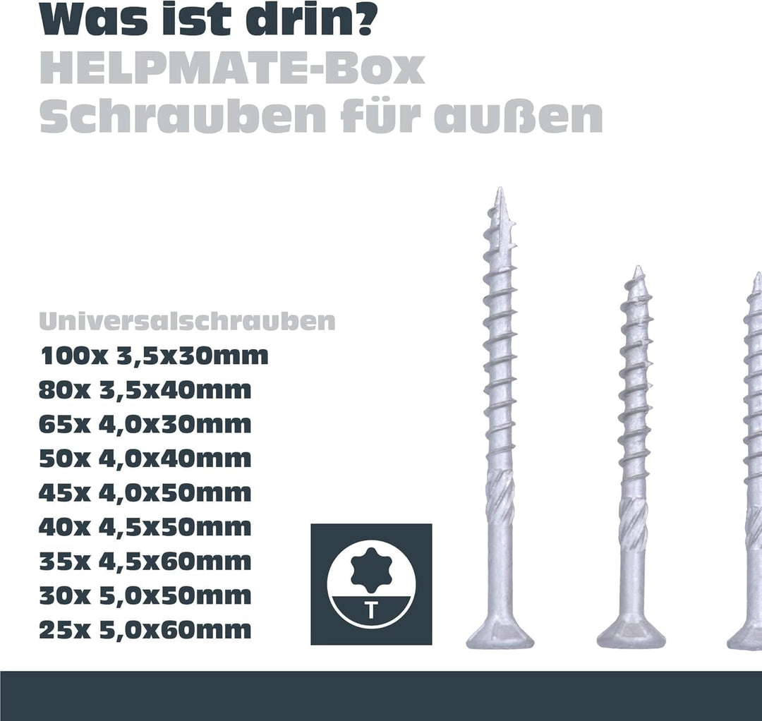 HELPMATE Edelstahlschrauben Set PZ - 470 Universalsschrauben A2 für Aussen, hochwertige Sortimentsbo