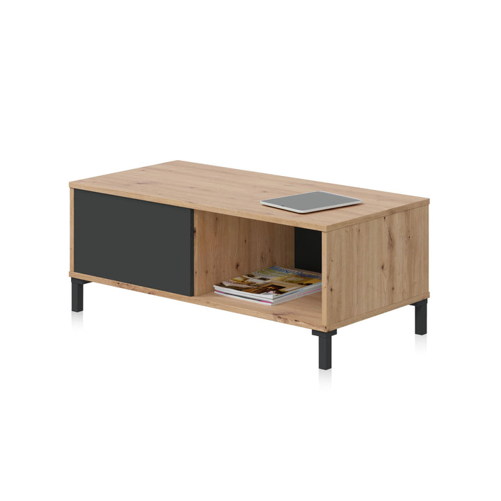 Habitdesign Couchtisch, Melamin Holz, Eiche Nodi und Anthrazit, Pequeña