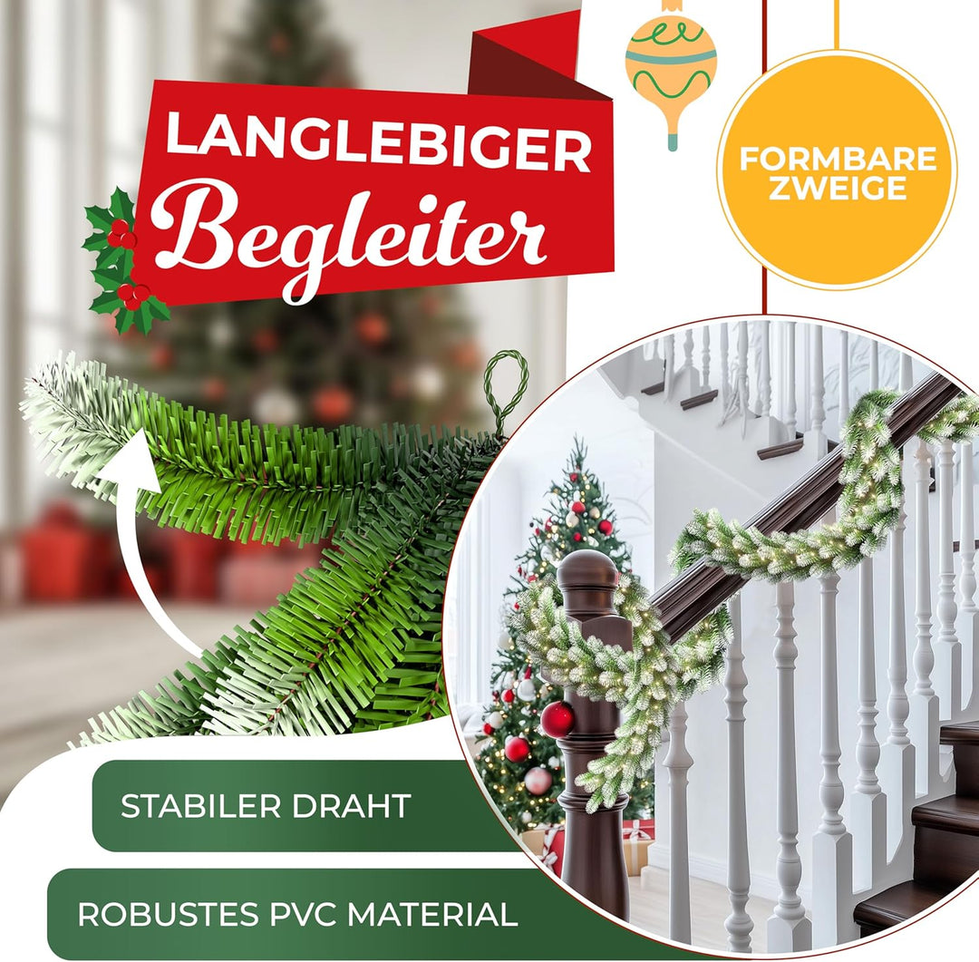 KESSER® Weihnachtsgirlande 5m mit Beleuchtung 100 LEDs - 6 Stunden Timer - LED Kette 8 Leuchtmodi -