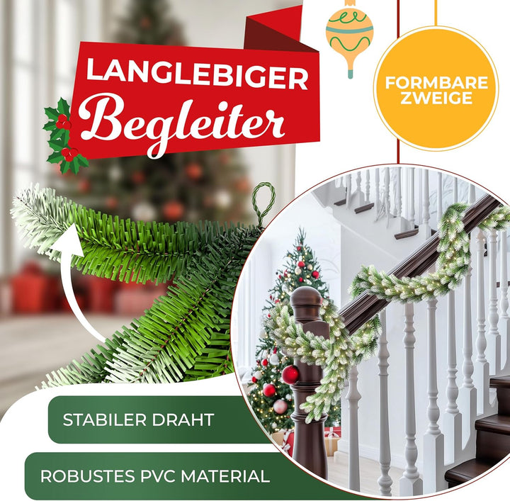 KESSER® Weihnachtsgirlande 5m mit Beleuchtung 100 LEDs - 6 Stunden Timer - LED Kette 8 Leuchtmodi -