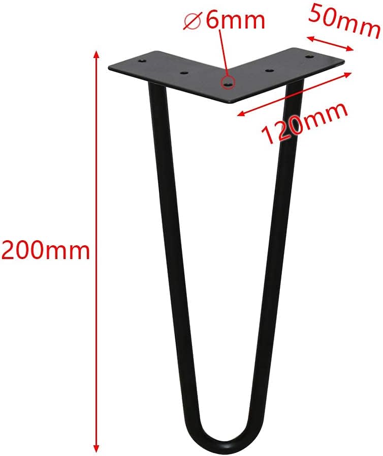 Einfeben 4er Set Tischbeine in 20cm Hairpin Legs, 3 Stangen Metal Esstisch Haarnadelbeine aus Stahl,