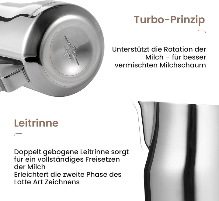 MHW-3BOMBER 350ml Milchkännchen Milchkanne Profi, 15oz Milchkännchen Edelstahl für Espresso, Cappucc