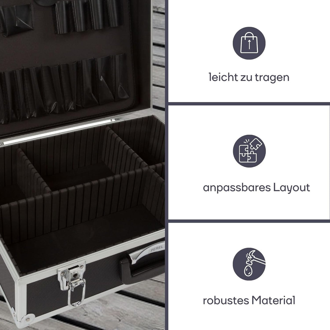 PEREL - 1819-N Aluminiumkoffer Werkzeugkoffer in Schwarz - 138953