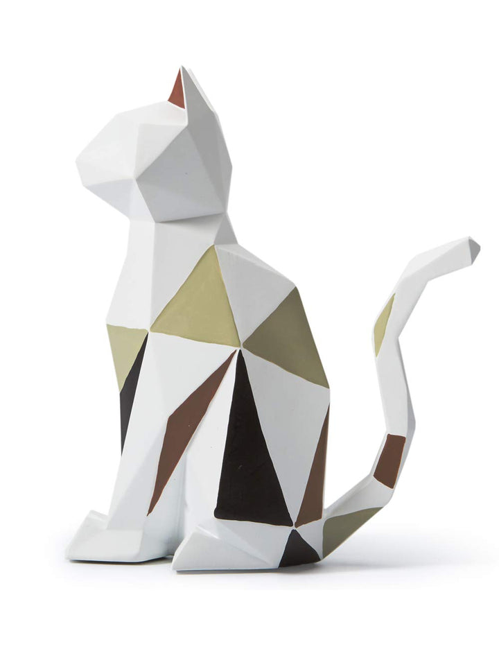 Amoy-Art Katze Skulptur Dekor Modern Statue Arts Wohnzimmer Kunst Polyresin Geschenk 19cm