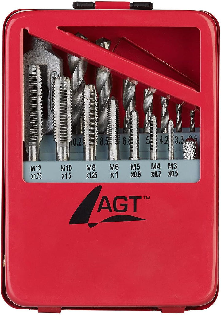 AGT Gewindeschneider: Bohrer- &amp; Gewindebohrer-Set für Metall &amp; Kunststoff, HSS-G, 15-teilig (Gewinde