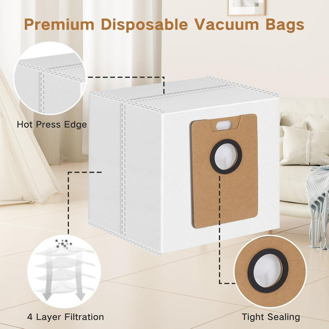 12 Stück Staubsaugerbeutel RVA202 für Tapo RV30 Max Plus, RV20 Max Plus Staubsauger, 3,5 L Grosse Ka
