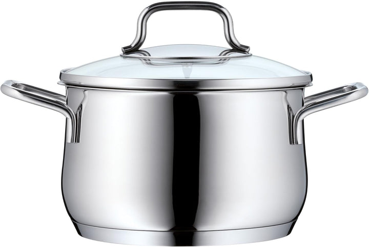 WMF Mattea Topfset Induktion 5-teilig, Kochtopf Set mit Glasdeckel, Cromargan Edelstahl poliert, Ind
