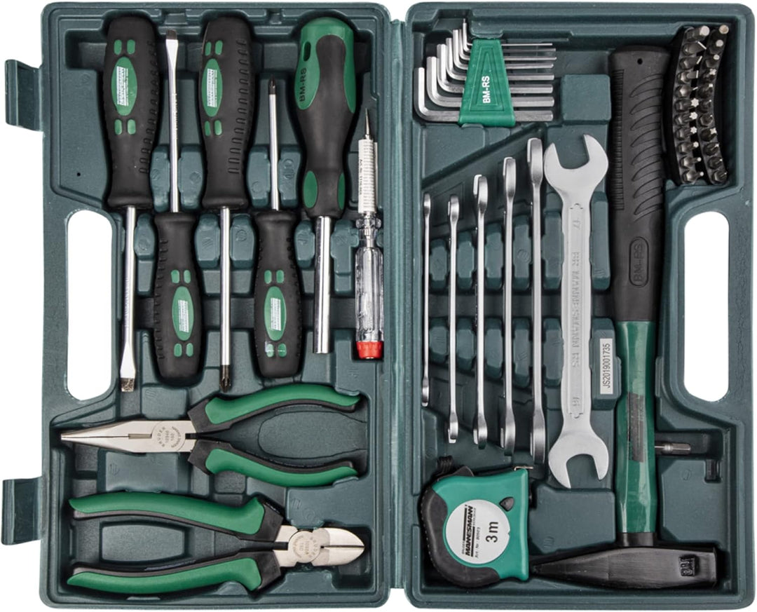 Brüder Mannesmann Werkzeuge M29032 Werkzeugkoffer, 47-teilig, Grün (Matt), (L x B x H) 335 x 335 x 1