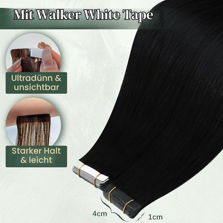 Ugeat Echthaar Extensions Tape 55cm Schwarz Echthaar Tape Extensions Echthaar Tape Schwarz Haarverlä