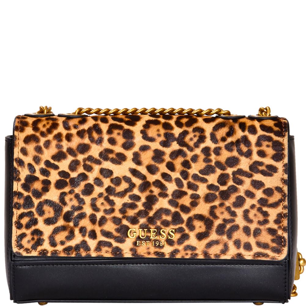 GUESS Damen Iseline Convertible Flap Umhängetasche, Crossbody-Klappe Leopard, Leopard