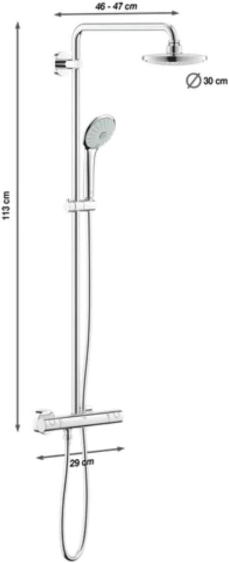 GROHE Euphoria System 180 - Duschsystem mit Thermostatbatterie (Wandmontage, Antikalk System, höhenv