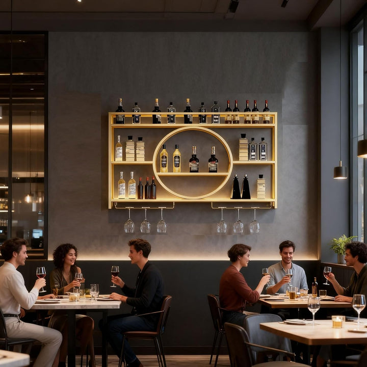 Awoyep Regal Metall Weinregal Hängend Flaschenregal: Bar Regale Wand Wandmontierte Weinregale Für Ba