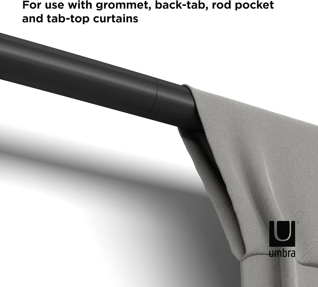 Umbra Zen ausziehbare Gardinenstange mit 2,5 cm Durchmesser, 82-326cm, Schwarz