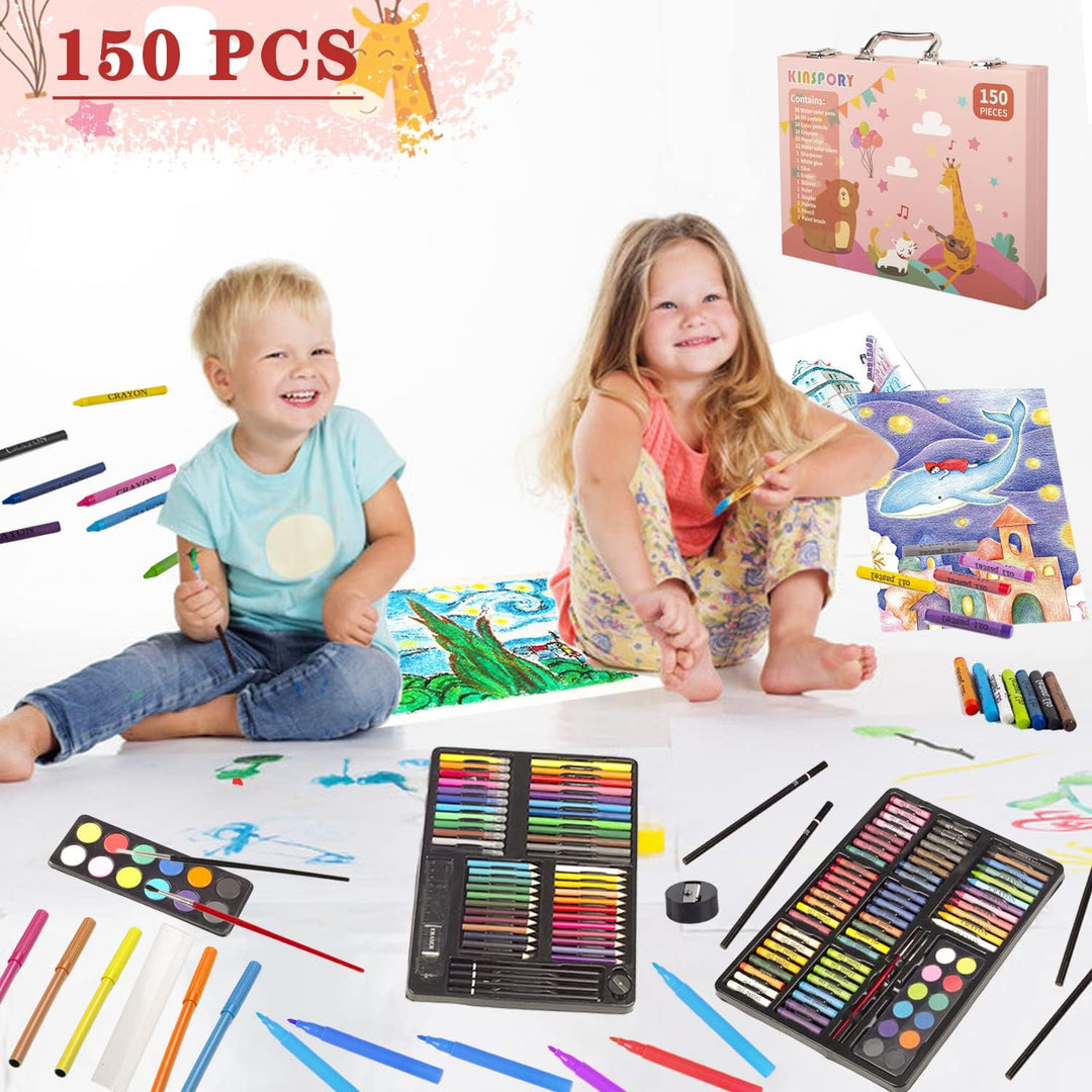 KINSPORY Premium Malkoffer Deluxe 150-teilig Malset für Kinder Anfänger Tolles Buntstifte Set, Wasse