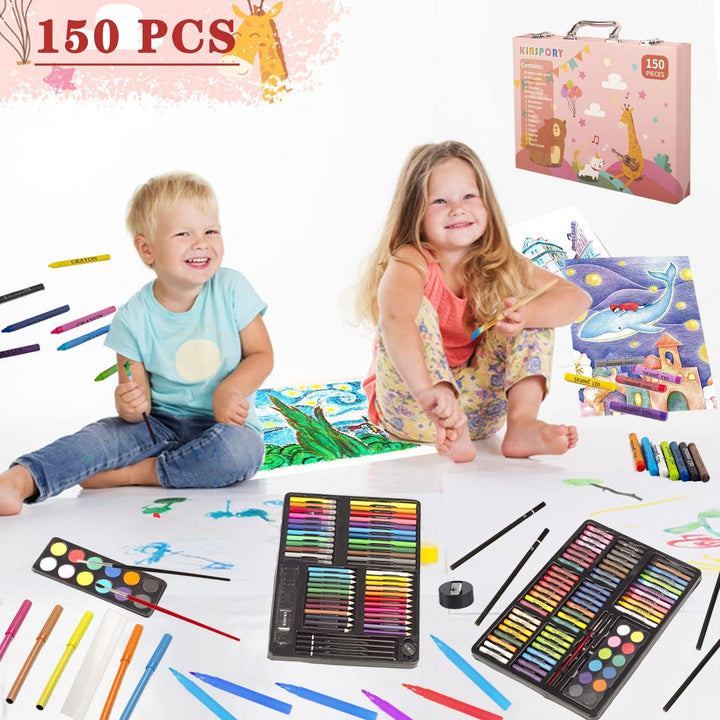 KINSPORY Premium Malkoffer Deluxe 150-teilig Malset für Kinder Anfänger Tolles Buntstifte Set, Wasse