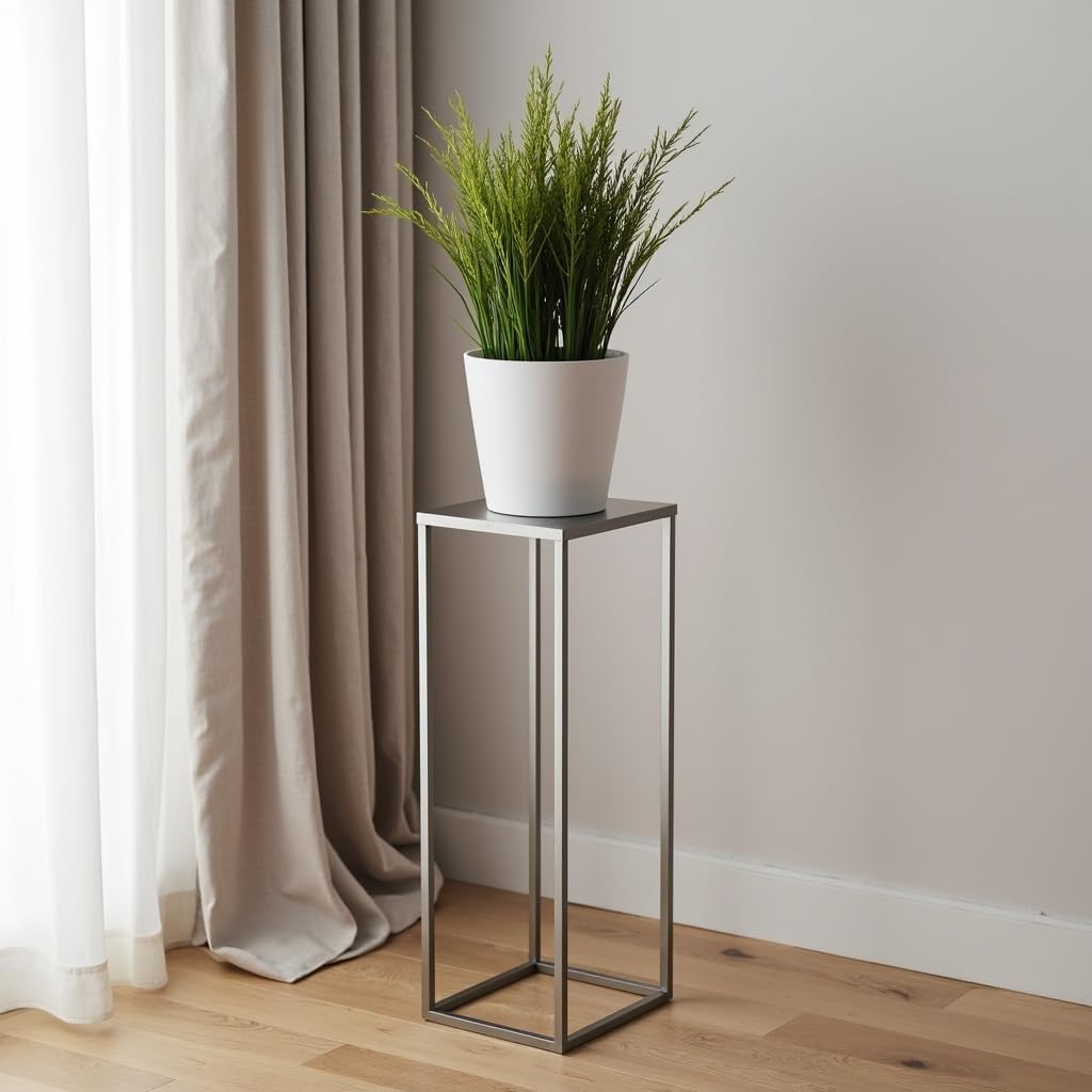 Pflanzenständer Ferro - 24x24x70cm - Farbe Silber - für Zimmerblumen - Metallregal - Dekorativer Tis