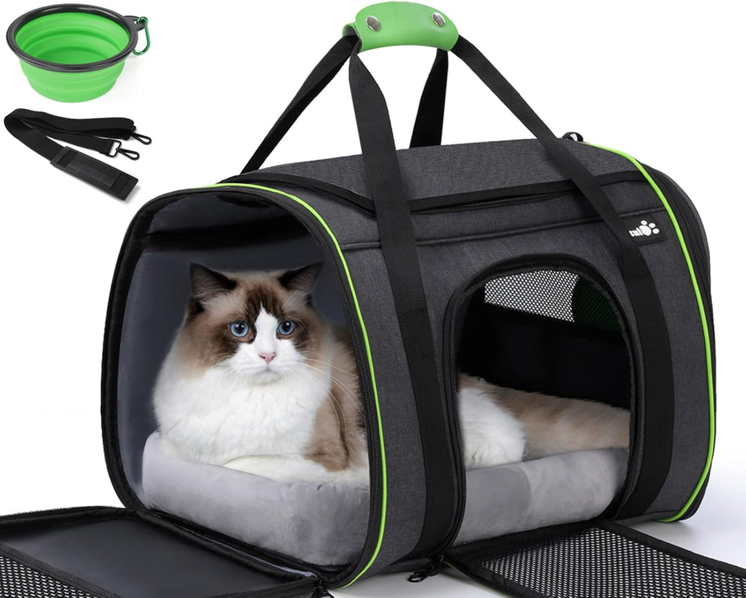 pecute Transportbox Katze,Katzen Transportboxen mit Haustiernest, Faltbare Katzentasche Transporttas