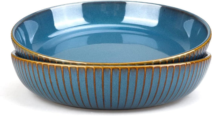 CSYY Pastateller aus Keramik, Gross Suppenteller Oder Speiseteller, Premium Porzellan 21cm Blau(2PCS