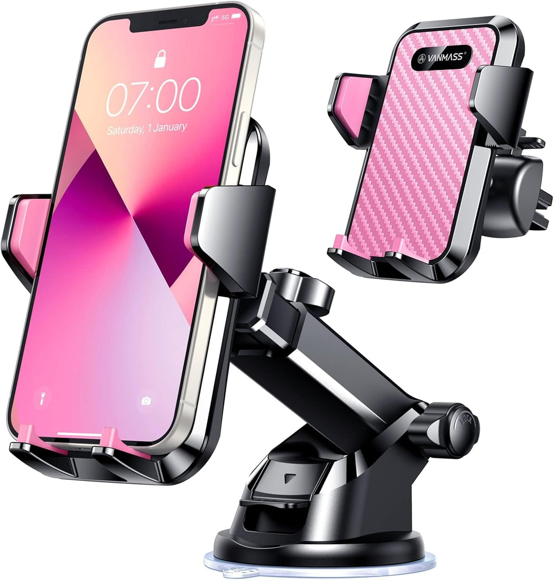 VANMASS Handyhalterung Auto Lüftung 2024 hellrot Handy Halterung Auto 4 in 1 Saugnapf Handyhalter Au