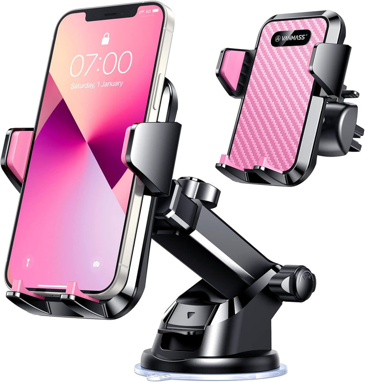 VANMASS Handyhalterung Auto Lüftung 2024 hellrot Handy Halterung Auto 4 in 1 Saugnapf Handyhalter Au