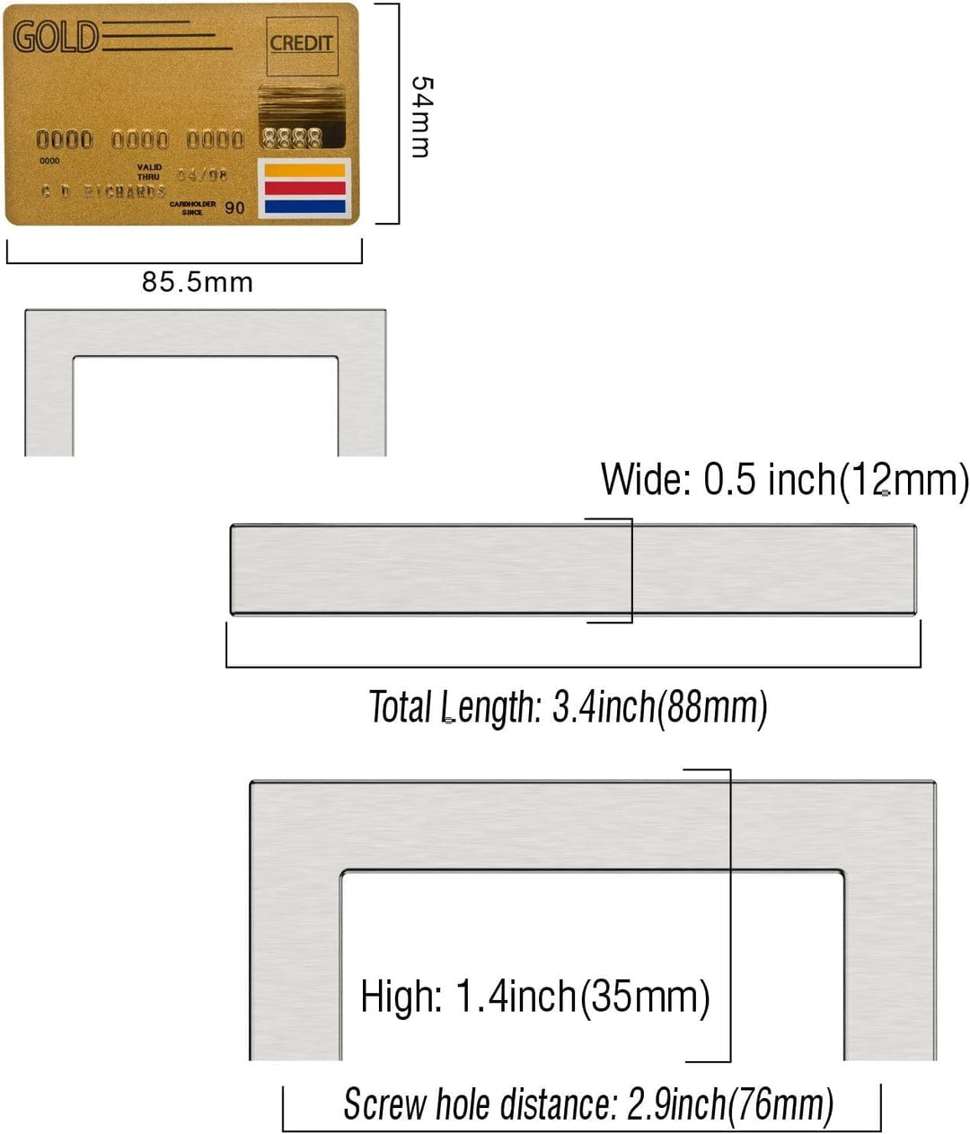 Amerdeco 10 Stück Möbelgriffe Gebürsteter Nickel Edelstahl-76mm Bohrlochabstand – Schrankgriffe, Küc