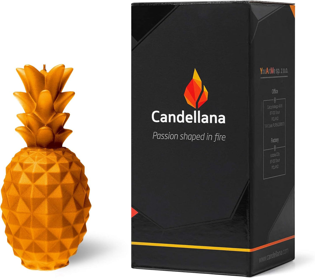 Candellana Ananas Paraffinkerze 100x100x210 mm - Orange Kerze Dekorativ - Kerzen Aesthetic 3D - Cand