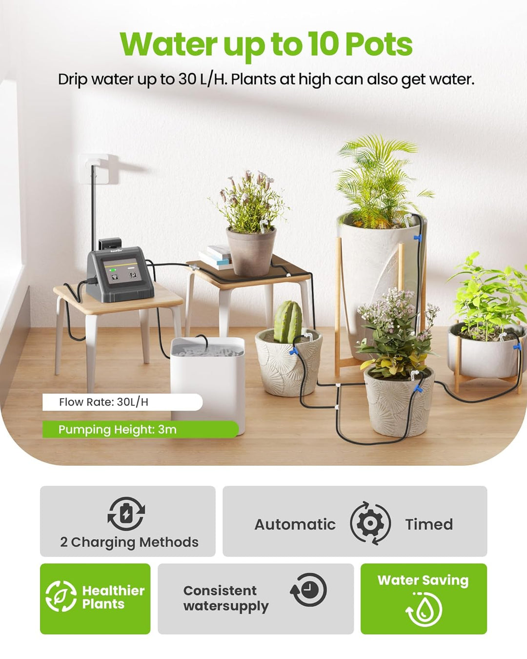 RAINPOINT WiFi Automatisches Bewässerungssystem, Automatisches Tropfbewässerungsgerät mit Pumpe, APP