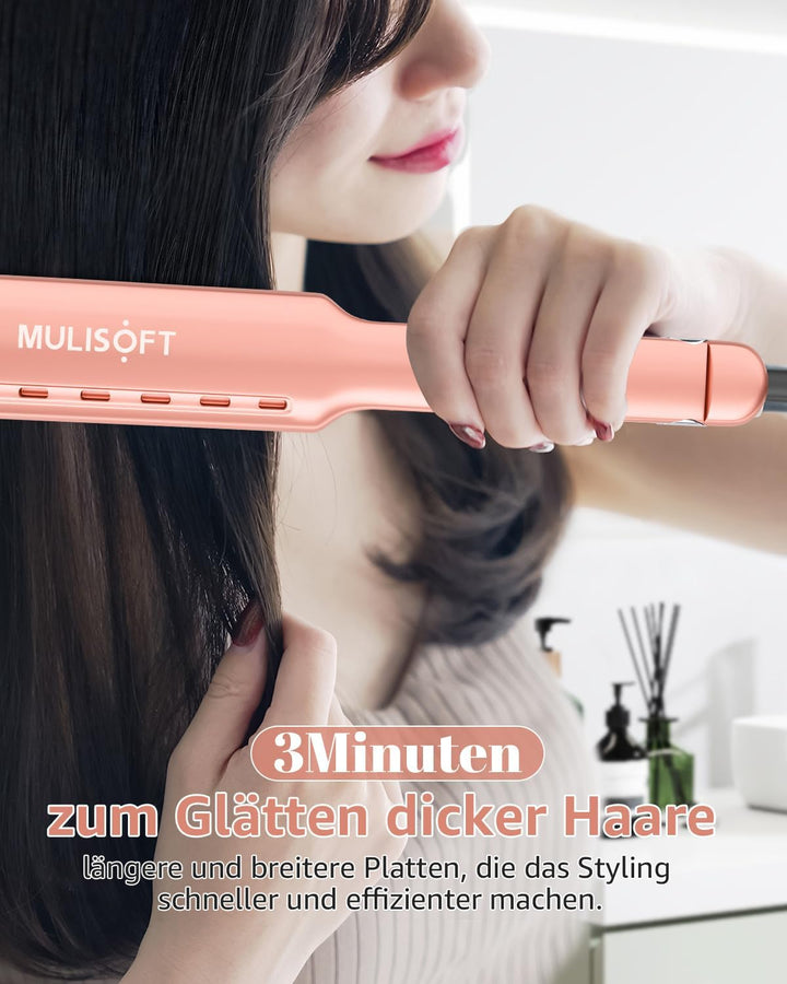 Professioneller Haarglätter mit extra breiten Platten, ideal für langes, dickes oder lockiges Haar,