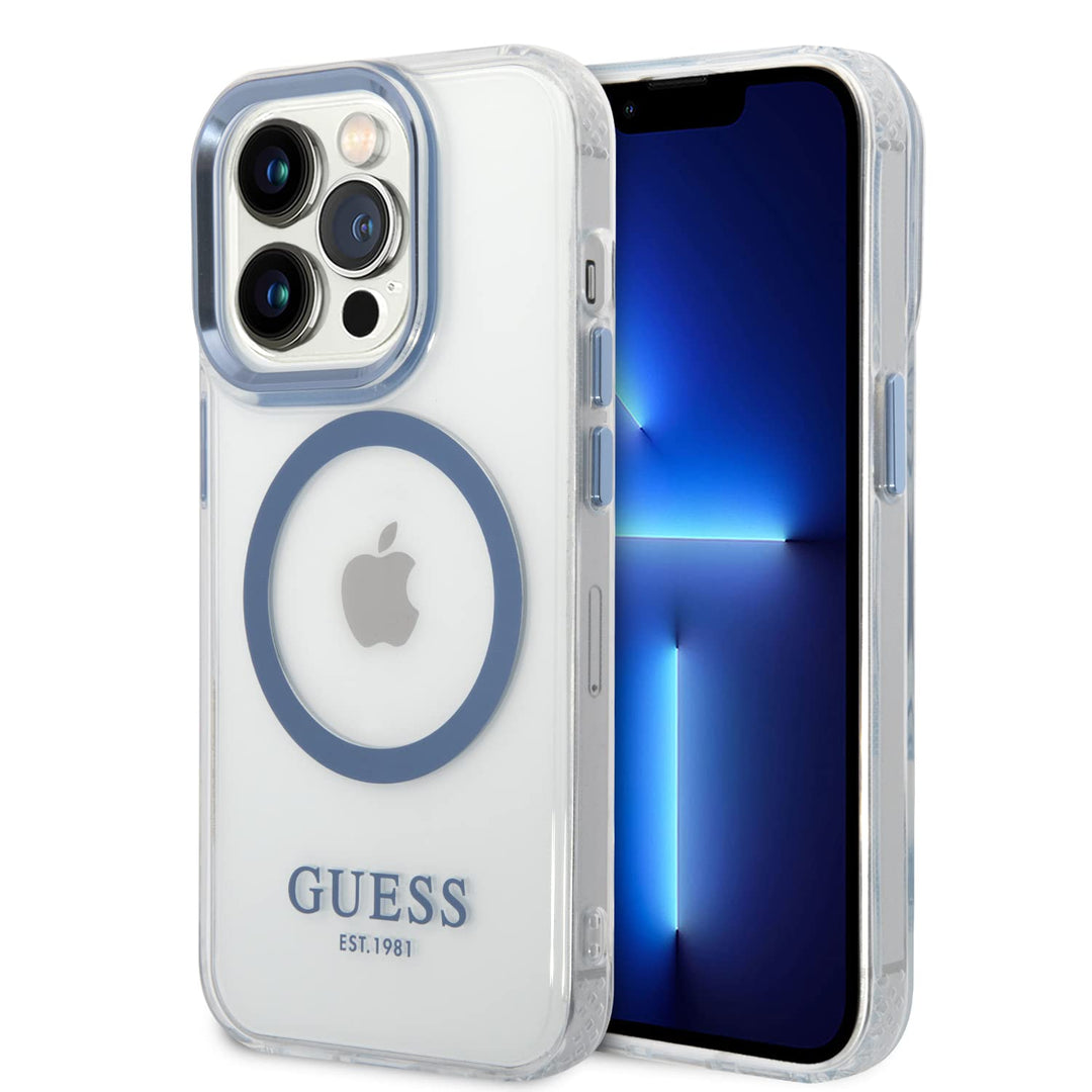 GUESS GUHMP14XHTRMB Hülle für iPhone 14 Pro Max 6,7" blau Hard case Metal Outline