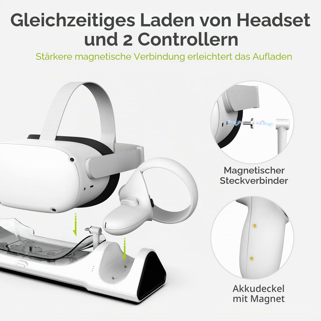 ZYBER Ladestation, eine magnetische Ladestation speziell für die Oculus Quest 2 konzipiert, mit eine