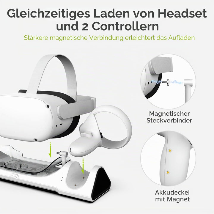 ZYBER Ladestation, eine magnetische Ladestation speziell für die Oculus Quest 2 konzipiert, mit eine