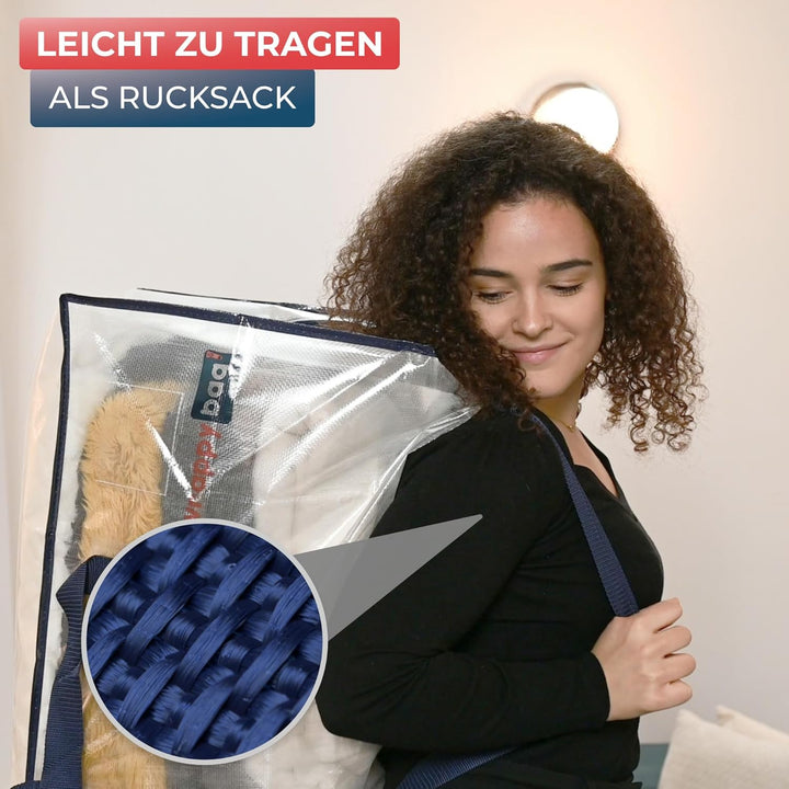 WRAPPYBAG 8er-Set Kunststoff Aufbewahrungstasche – Jumbo XXL Tasche Gross – Wasserabweisend, Stabil,
