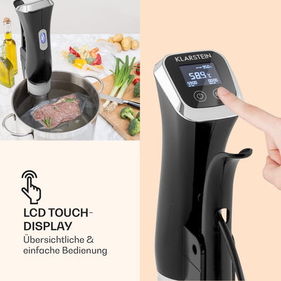 Klarstein Quickstick- Sous-Vide Garer, Präzisionskochtopf, Schongarer, 1300 Watt, Timerfunktion, 3D