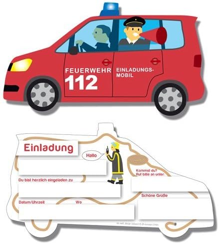100-tlg. FEUERWEHR PARTY SET für Kindergeburtstag mit 6-8 Kinder: Teller, Becher, Servietten, Einlad